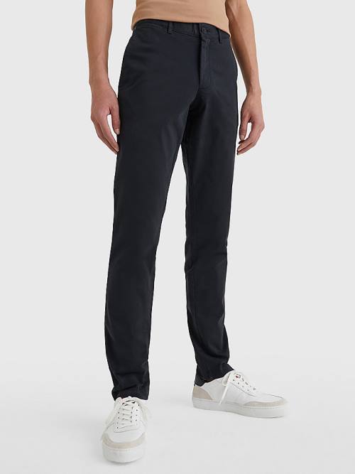 Tommy Hilfiger Bleecker Satin Slim Fit Chinos Nadrág Férfi Fekete | TH597FVK