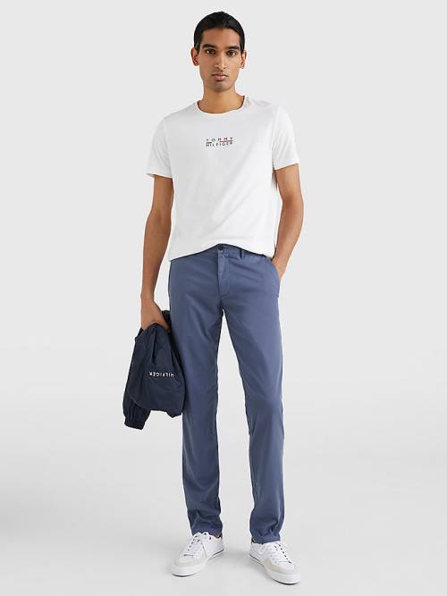 Tommy Hilfiger Bleecker Satin Slim Fit Chinos Nadrág Férfi Kék | TH631NCA