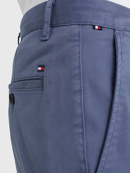 Tommy Hilfiger Bleecker Satin Slim Fit Chinos Nadrág Férfi Kék | TH631NCA