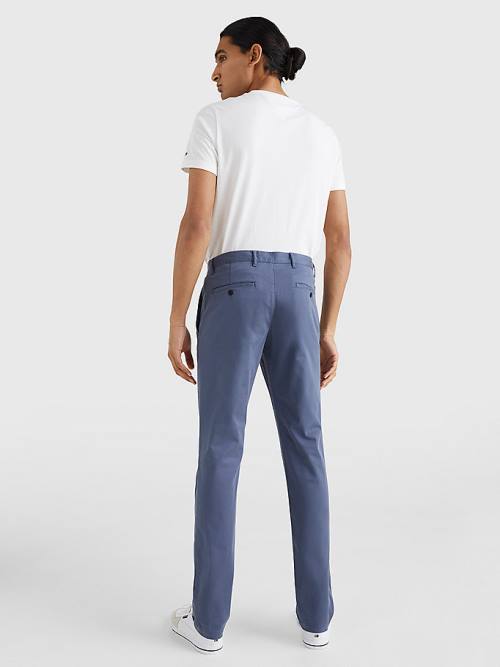 Tommy Hilfiger Bleecker Satin Slim Fit Chinos Nadrág Férfi Kék | TH631NCA