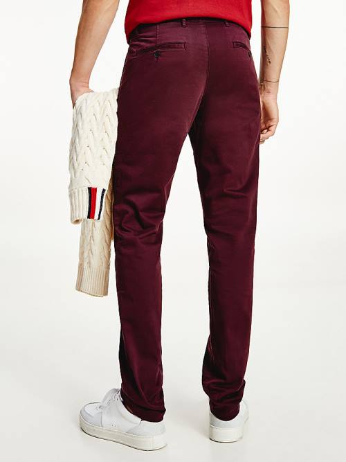 Tommy Hilfiger Bleecker Satin Slim Fit Chinos Nadrág Férfi Piros | TH795ZKC