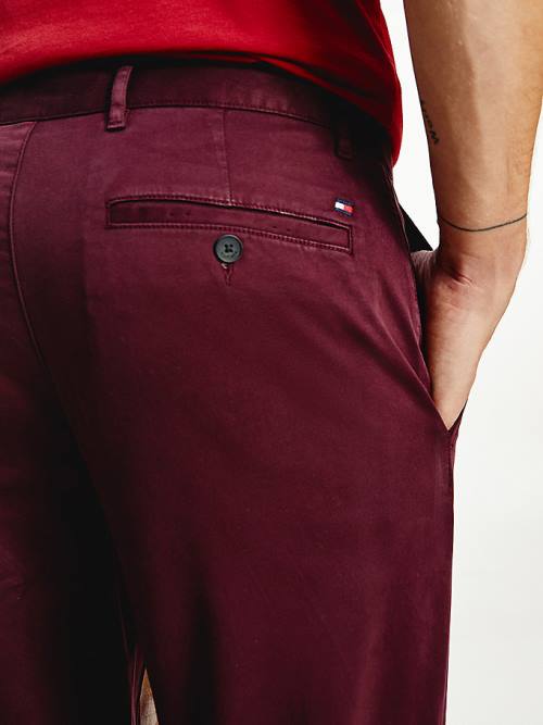 Tommy Hilfiger Bleecker Satin Slim Fit Chinos Nadrág Férfi Piros | TH795ZKC