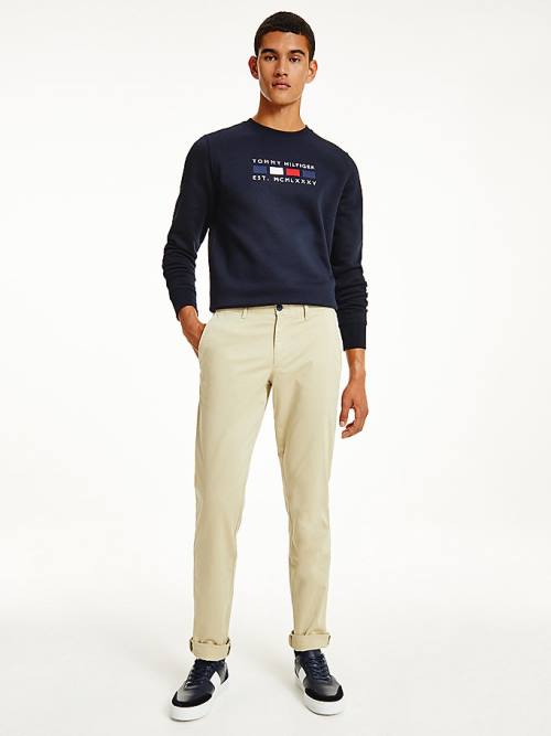 Tommy Hilfiger Bleecker Satin Slim Fit Chinos Nadrág Férfi Khaki | TH824FMY