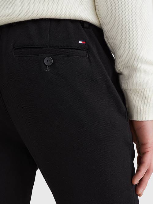 Tommy Hilfiger Bleecker Slim Fit Jersey Chinos Nadrág Férfi Fekete | TH790XVG