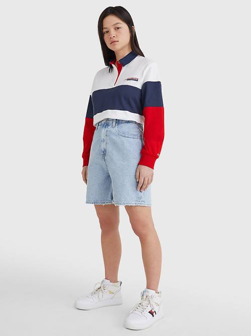 Tommy Hilfiger Boxy Cropped Long Sleeve Póló Női Kék | TH291LBJ