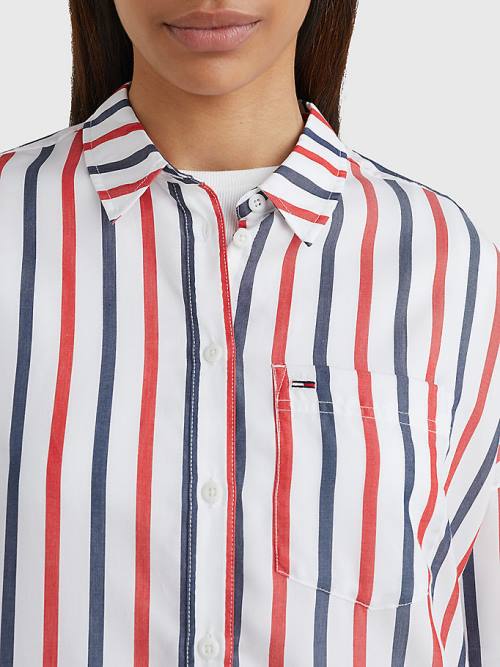 Tommy Hilfiger Boxy Stripe Ingek Női Fehér | TH526ORW