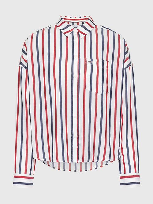 Tommy Hilfiger Boxy Stripe Ingek Női Fehér | TH526ORW