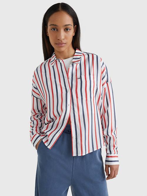 Tommy Hilfiger Boxy Stripe Ingek Női Fehér | TH526ORW