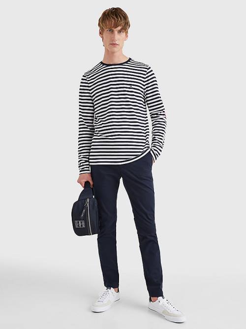 Tommy Hilfiger Breton Stripe Long Sleeve Póló Férfi Kék | TH873BPX