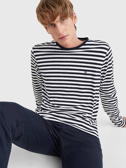 Tommy Hilfiger Breton Stripe Long Sleeve Póló Férfi Kék | TH873BPX