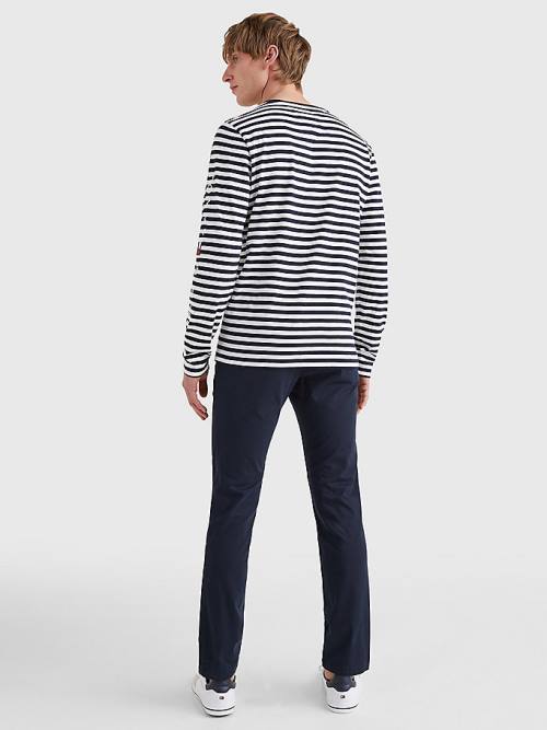 Tommy Hilfiger Breton Stripe Long Sleeve Póló Férfi Kék | TH873BPX