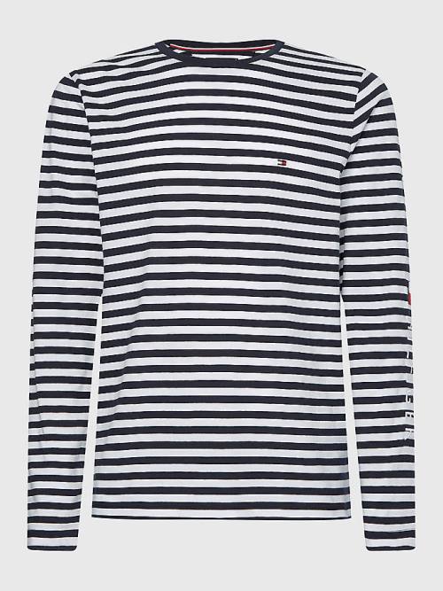 Tommy Hilfiger Breton Stripe Long Sleeve Póló Férfi Kék | TH873BPX