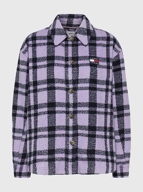 Tommy Hilfiger Bright Check Wool Blend Overshirt Ingek Női Lila | TH491PHG