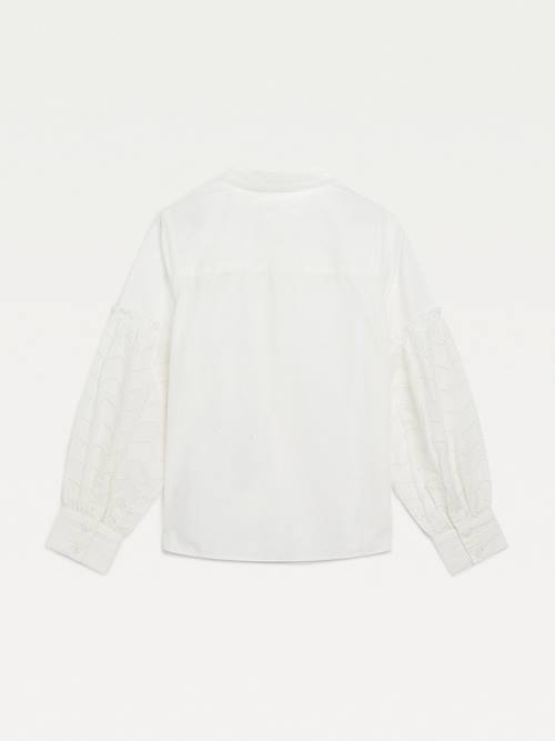 Tommy Hilfiger Broderie Anglaise Puff Sleeve Shirt Póló Lány Fehér | TH503CQA