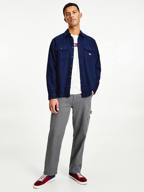 Tommy Hilfiger Brushed Organic Pamut Overshirt Ingek Férfi Kék | TH316JHX