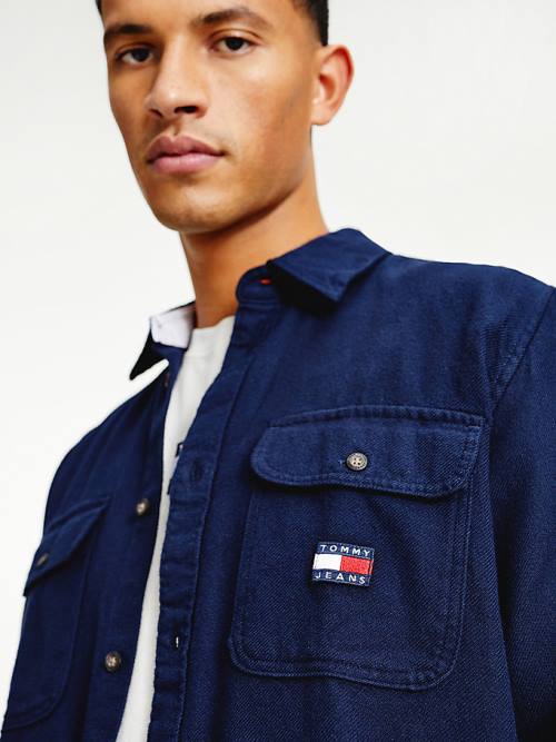 Tommy Hilfiger Brushed Organic Pamut Overshirt Ingek Férfi Kék | TH316JHX