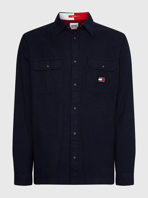 Tommy Hilfiger Brushed Organic Pamut Overshirt Ingek Férfi Kék | TH316JHX