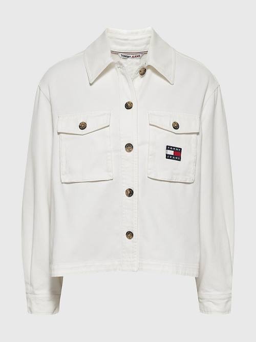 Tommy Hilfiger Button Pocket Utility Overshirt Póló Lány Fehér | TH403OTP