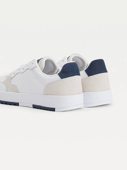 Tommy Hilfiger Bőr Cupsole Tornacipő Férfi Fehér | TH162SWF