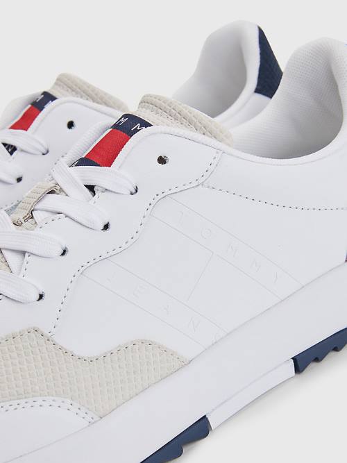 Tommy Hilfiger Bőr Cupsole Tornacipő Férfi Fehér | TH162SWF