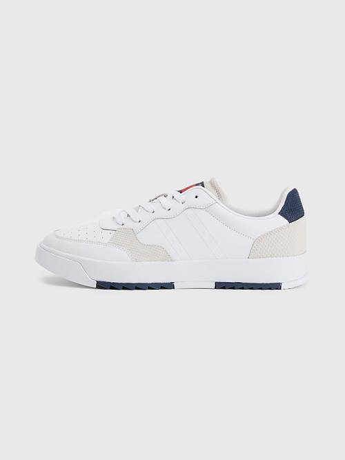 Tommy Hilfiger Bőr Cupsole Tornacipő Férfi Fehér | TH162SWF