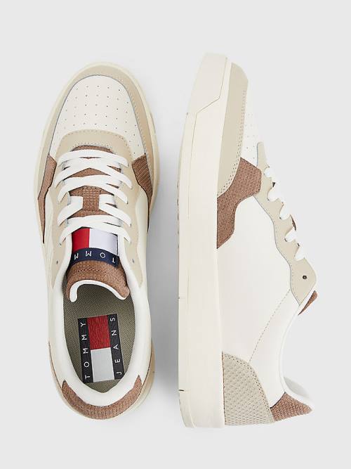 Tommy Hilfiger Bőr Cupsole Tornacipő Férfi Bézs | TH260GCB