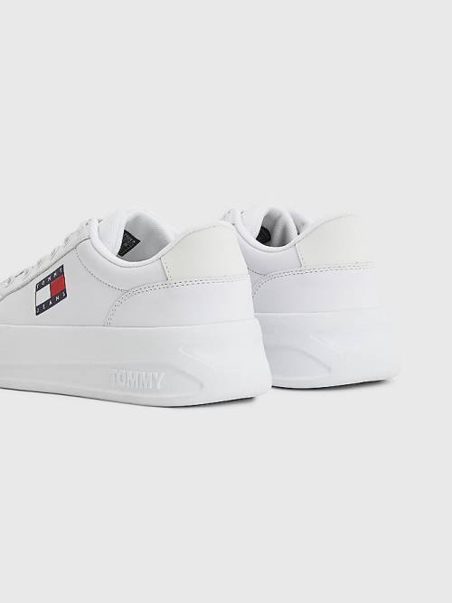 Tommy Hilfiger Bőr Flatform Tornacipő Női Fehér | TH809RMY