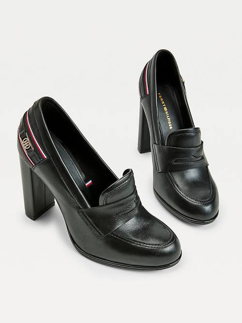 Tommy Hilfiger Bőr High Court Shoes Magassarkú Női Fekete | TH825TWO