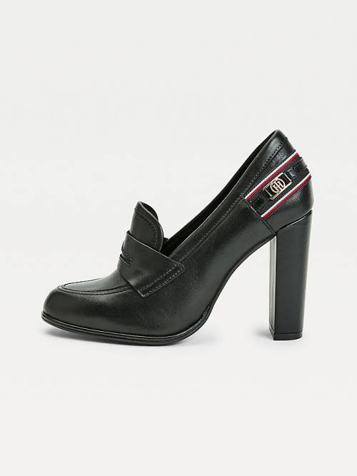 Tommy Hilfiger Bőr High Court Shoes Magassarkú Női Fekete | TH825TWO