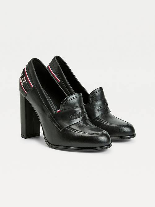 Tommy Hilfiger Bőr High Court Shoes Magassarkú Női Fekete | TH825TWO