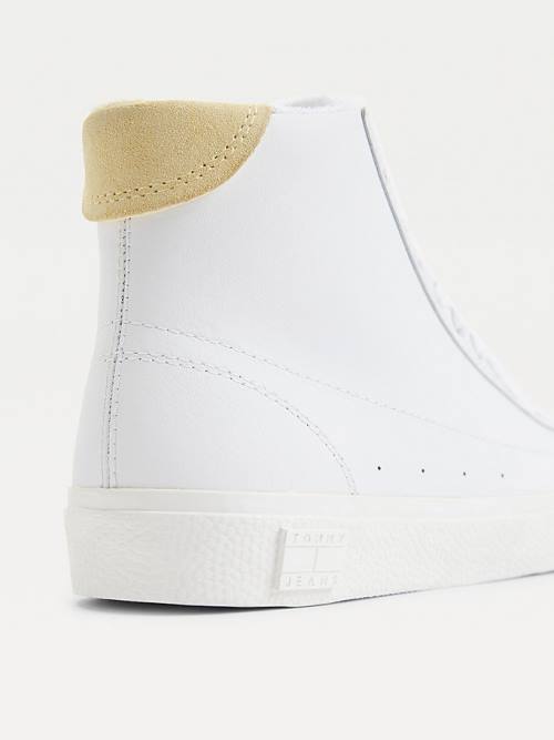 Tommy Hilfiger Bőr High-Top Tornacipő Női Sárga | TH730FGR