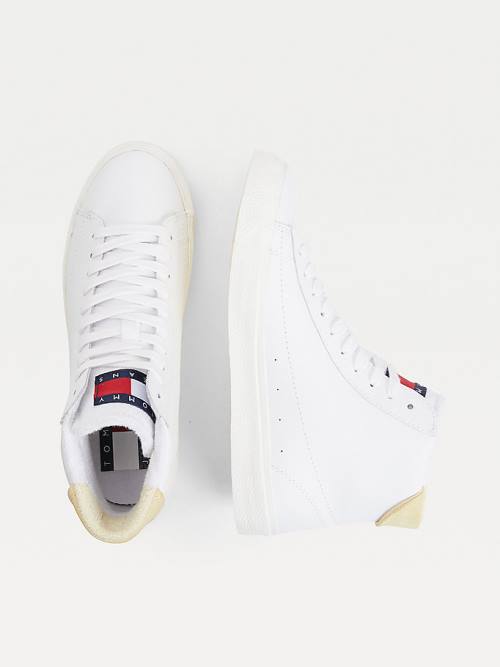 Tommy Hilfiger Bőr High-Top Tornacipő Női Sárga | TH730FGR