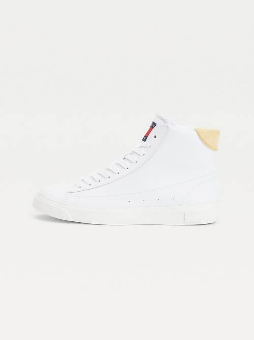 Tommy Hilfiger Bőr High-Top Tornacipő Női Sárga | TH730FGR