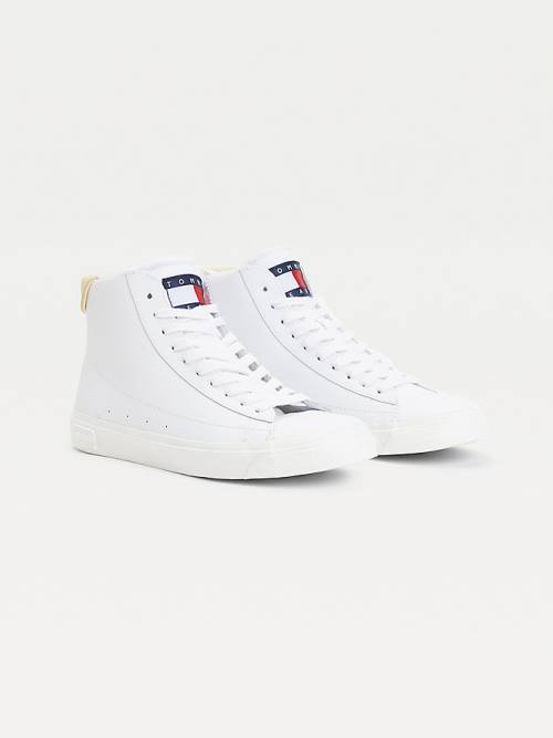 Tommy Hilfiger Bőr High-Top Tornacipő Női Sárga | TH730FGR