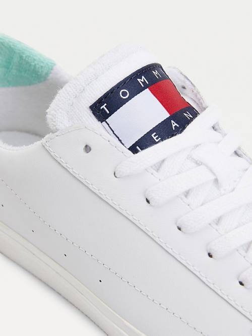 Tommy Hilfiger Bőr Low-Top Tornacipő Női Zöld | TH485KFO