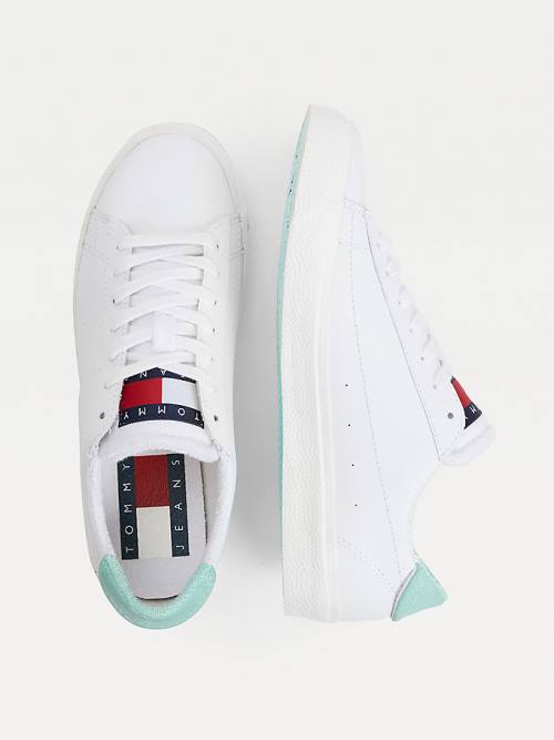 Tommy Hilfiger Bőr Low-Top Tornacipő Női Zöld | TH485KFO