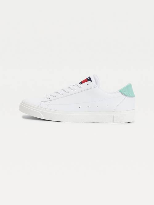 Tommy Hilfiger Bőr Low-Top Tornacipő Női Zöld | TH485KFO