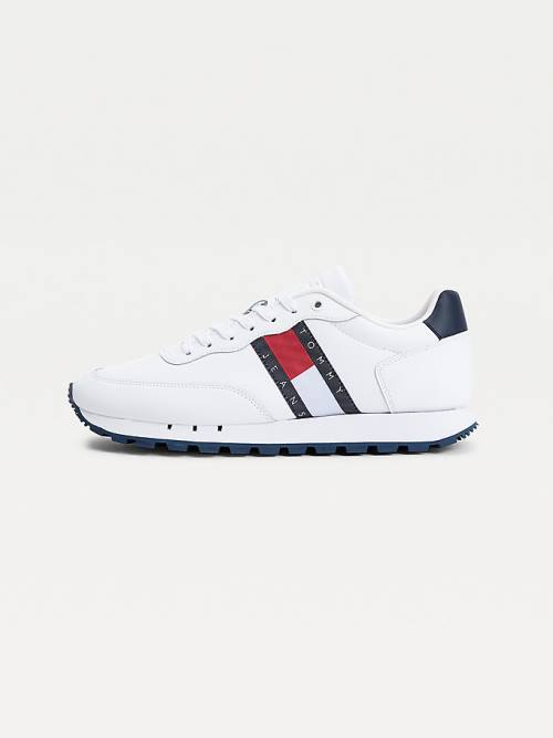 Tommy Hilfiger Bőr Mix Webbing Logo Tornacipő Férfi Fehér | TH089FYX