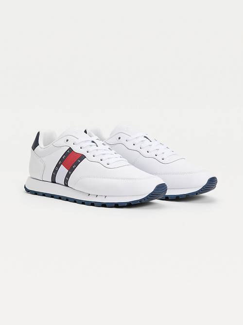 Tommy Hilfiger Bőr Mix Webbing Logo Tornacipő Férfi Fehér | TH089FYX