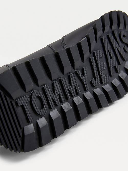 Tommy Hilfiger Bőr Mix Webbing Logo Tornacipő Férfi Fekete | TH241TID