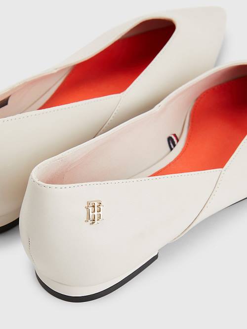 Tommy Hilfiger Bőr Pointed Balerina Cipő Női Bézs | TH704DSE