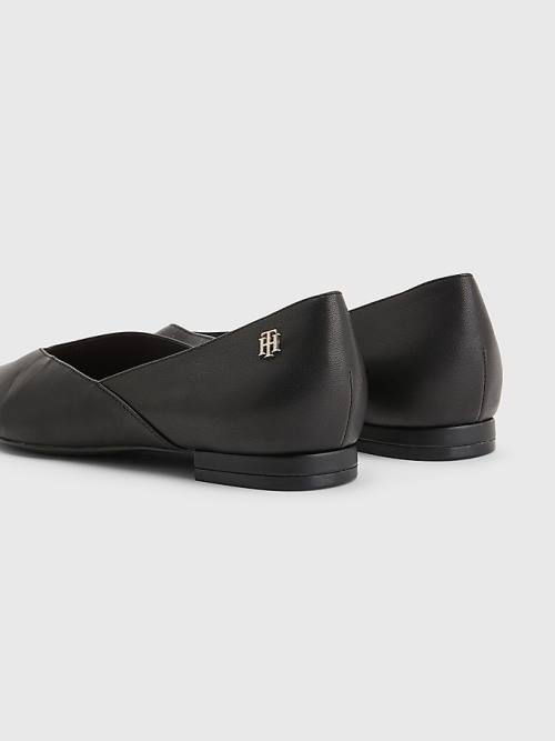 Tommy Hilfiger Bőr Pointed Balerina Cipő Női Fekete | TH915ICW