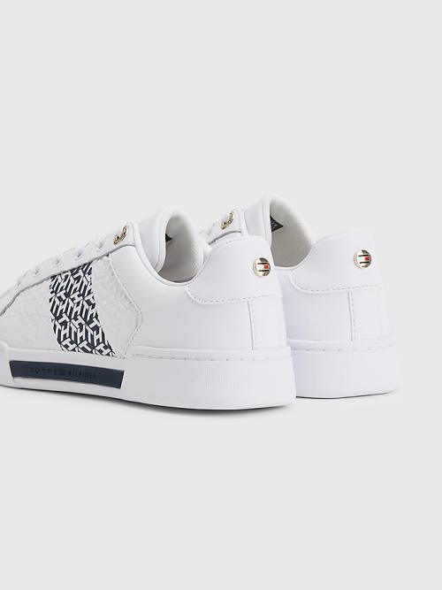 Tommy Hilfiger Bőr TH Monogram Cupsole Tornacipő Női Kék | TH608YBC