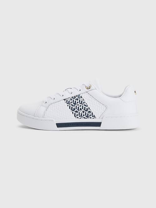 Tommy Hilfiger Bőr TH Monogram Cupsole Tornacipő Női Kék | TH608YBC