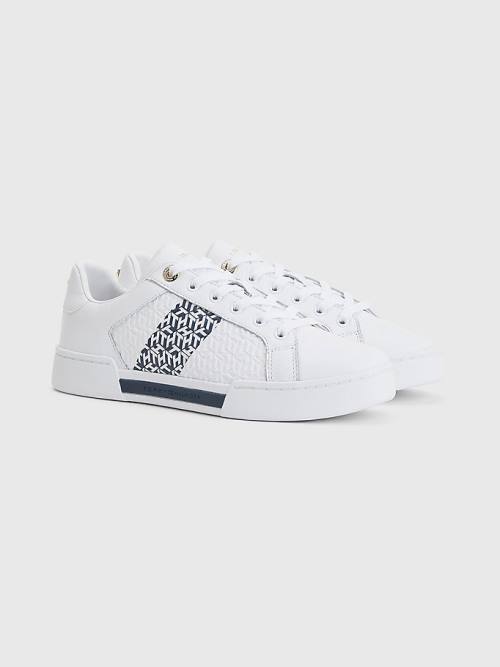 Tommy Hilfiger Bőr TH Monogram Cupsole Tornacipő Női Kék | TH608YBC