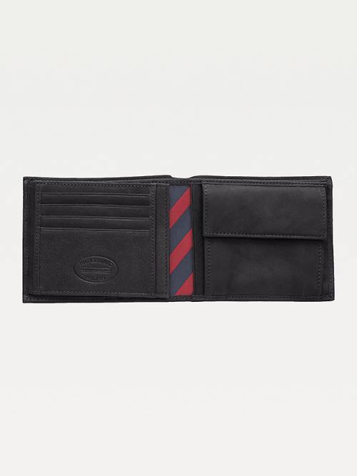 Tommy Hilfiger Bőr Trifold Pénztárca Férfi Fekete | TH672XVC