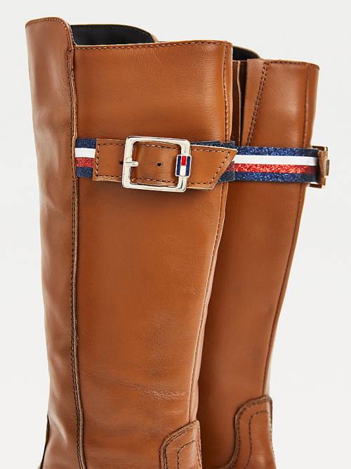 Tommy Hilfiger Calf Bőr Bakancs Lány Barna | TH970JPY