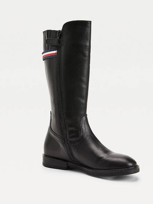 Tommy Hilfiger Calf Bőr Bakancs Lány Fekete | TH563UFK