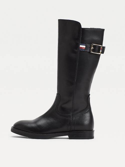 Tommy Hilfiger Calf Bőr Bakancs Lány Fekete | TH563UFK