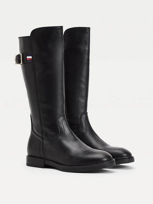 Tommy Hilfiger Calf Bőr Bakancs Lány Fekete | TH563UFK